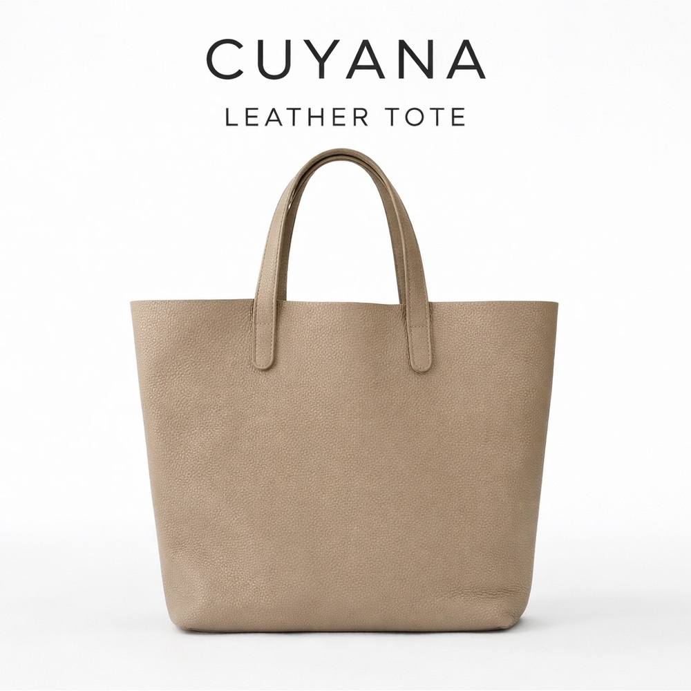 Cuyana Leather Tote in Taupe